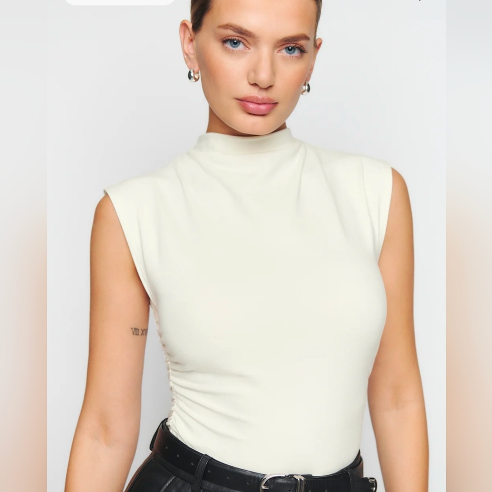 Reformation Lindy Sleeveless Knit Top in Cream